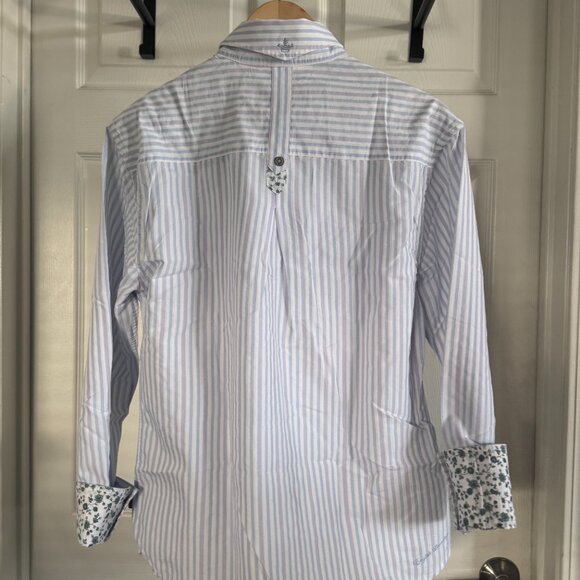 English Laundry Men's L/S Cotton Button-down Shirt w/ Blue/Pink/White Stripes, M - Picture 3 of 4